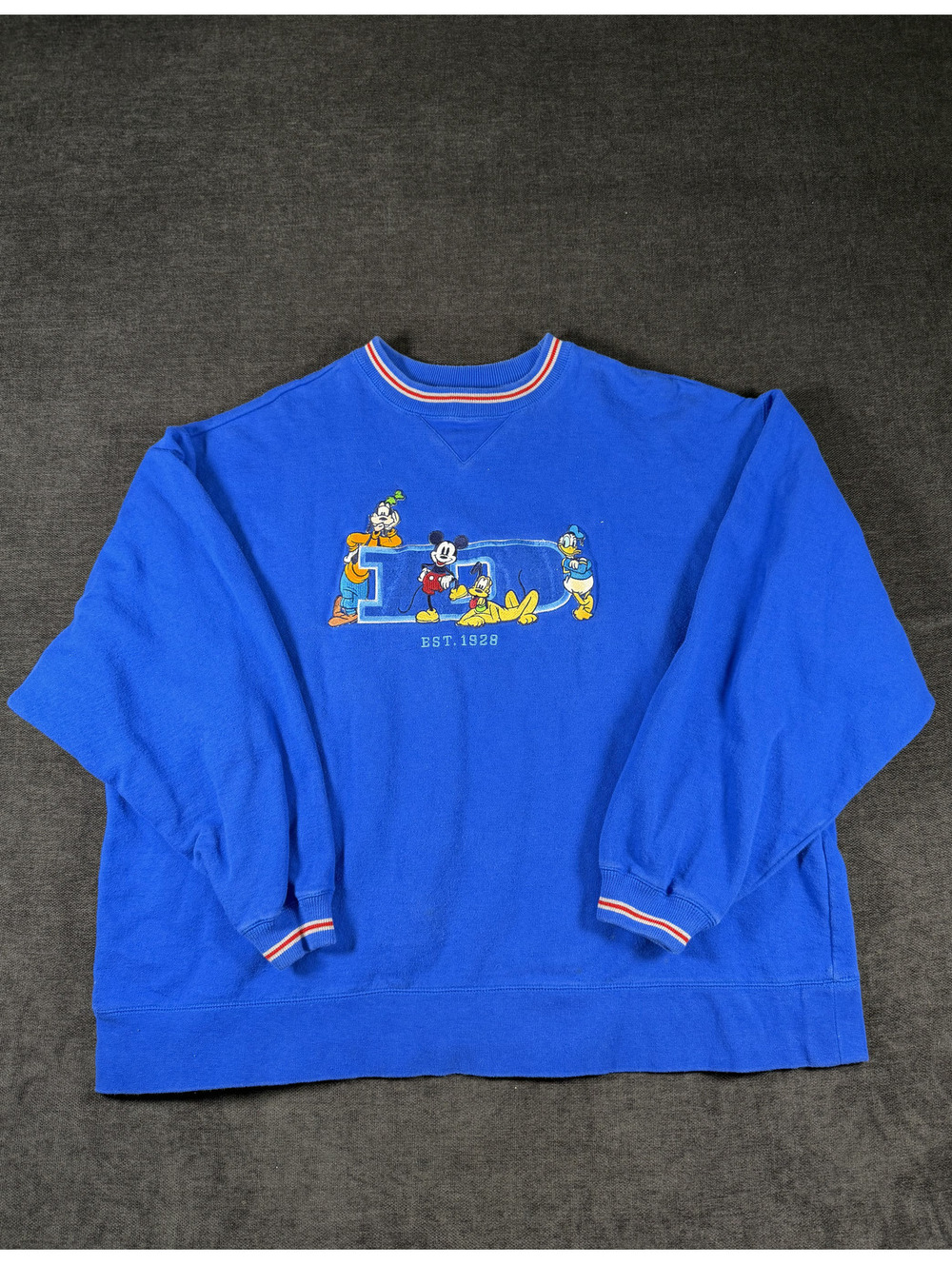 Disney Store Blue Crewneck Sweatshirt with Classic Characters Embroidery XXL